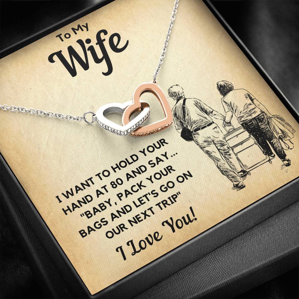 TO MY WIFE BAGS INTERLOCKING HEARTS NECKLACE GIFT SET - ON CLOUD NINE GIFTS