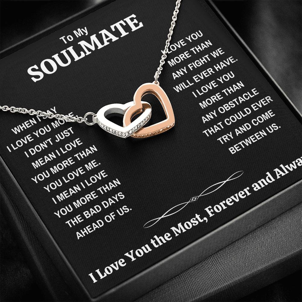 TO MY SOULMATE "THE MOST - DARK" INTERLOCKING HEARTS NECKLACE GIFT SET - ON CLOUD NINE GIFTS