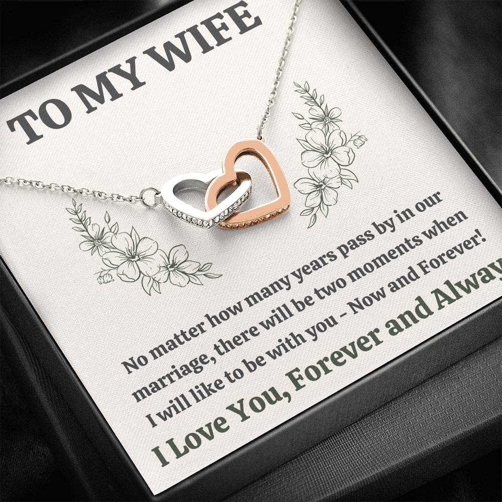 TO MY WIFE "MOMENTS" INTERLOCKING HEARTS NECKLACE GIFT SET - ON CLOUD NINE GIFTS