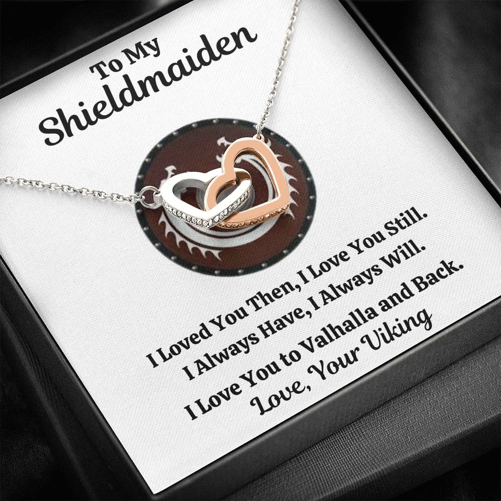 TO MY SHIELDMAIDEN "ALWAYS WILL - RED" INTERLOCKING HEARTS NECKLACE GIFT SET - ON CLOUD NINE GIFTS