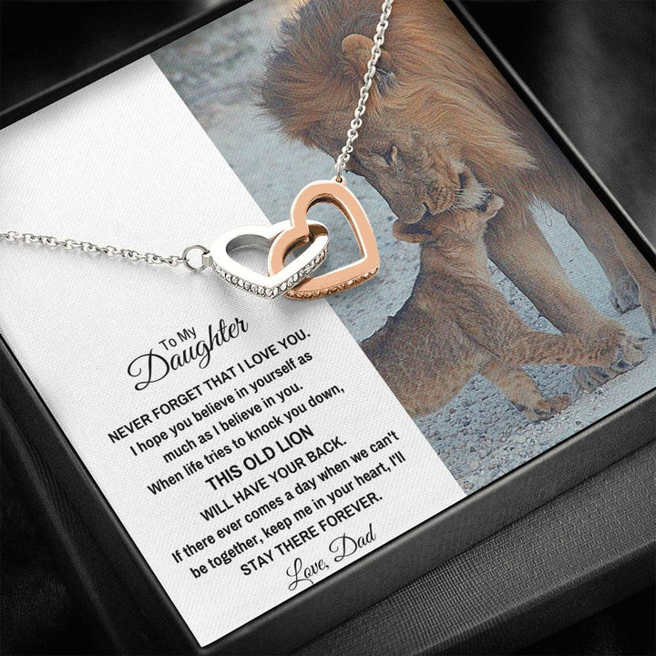 TO MY DAUGHTER "THIS OLD LION" INTERLOCKING HEARTS NECKLACE GIFT SET - ON CLOUD NINE GIFTS