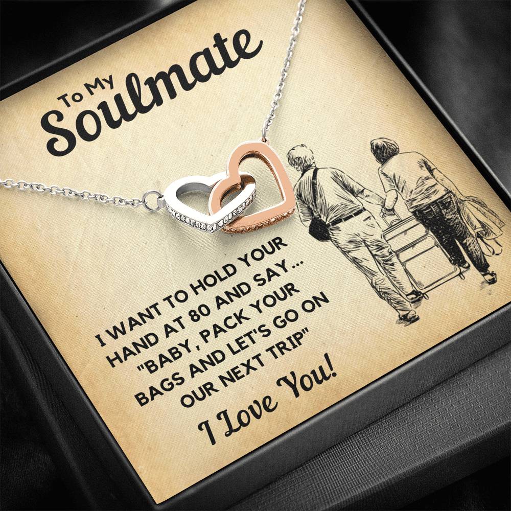 TO MY SOULMATE BAGS INTERLOCKING HEARTS NECKLACE GIFT SET - ON CLOUD NINE GIFTS