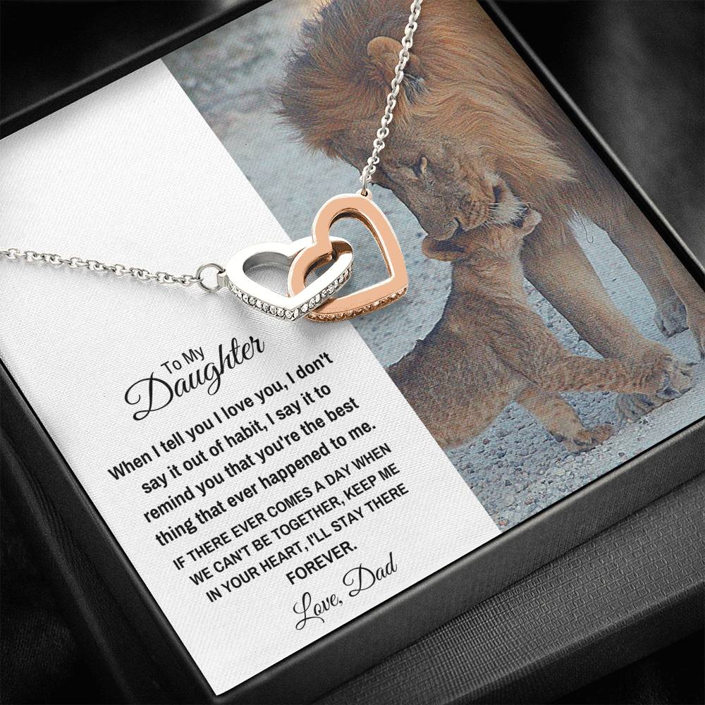 TO MY DAUGHTER "STAY THERE FOREVER" INTERLOCKING HEARTS NECKLACE GIFT SET - ON CLOUD NINE GIFTS