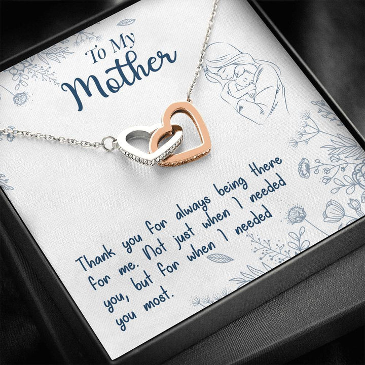 TO MY MOTHER "NEEDED-SO" INTERLOCKING HEARTS NECKLACE GIFT SET - ON CLOUD NINE GIFTS