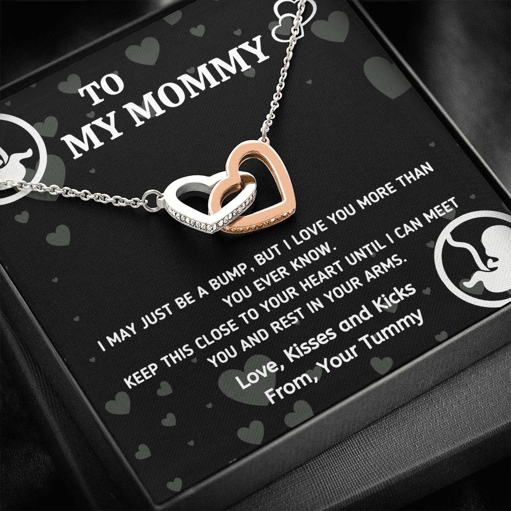 TO MY MOMMY "BABY IN TUMMY" INTERLOCKING HEARTS NECKLACE GIFT SET - ON CLOUD NINE GIFTS