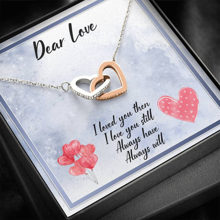 DEAR WIFE "LOVE YOU STILL" INTERLOCKING HEARTS NECKLACE GIFT SET - ON CLOUD NINE GIFTS
