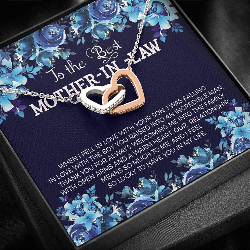 TO MY MOTHER IN LAW "WARM-SO" INTERLOCKING HEARTS NECKLACE GIFT SET - ON CLOUD NINE GIFTS