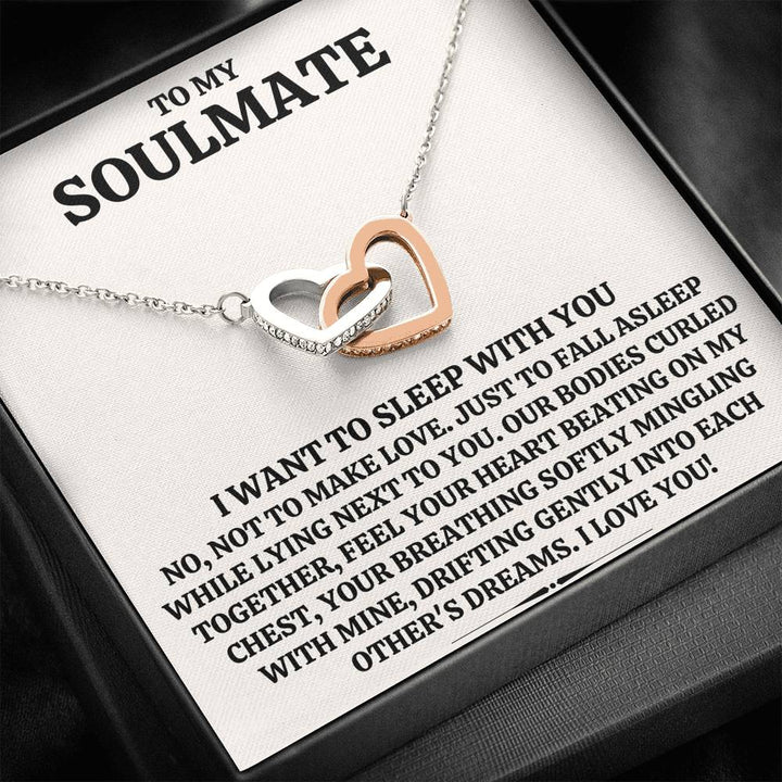 TO MY SOULMATE "SLEEP WITH YOU" INTERLOCKING HEARTS NECKLACE GIFT SET - ON CLOUD NINE GIFTS