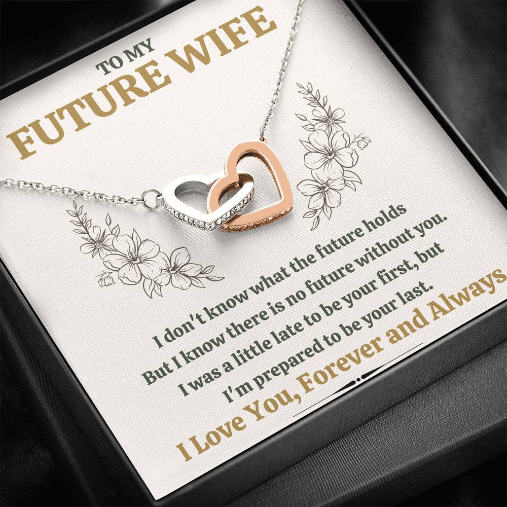 TO MY FUTURE WIFE "LATE" INTERLOCKING HEARTS NECKLACE GIFT SET - ON CLOUD NINE GIFTS