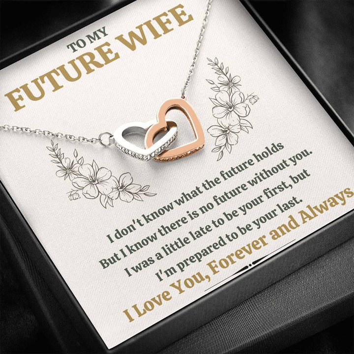 TO MY FUTURE WIFE "LATE" INTERLOCKING HEARTS NECKLACE GIFT SET - ON CLOUD NINE GIFTS