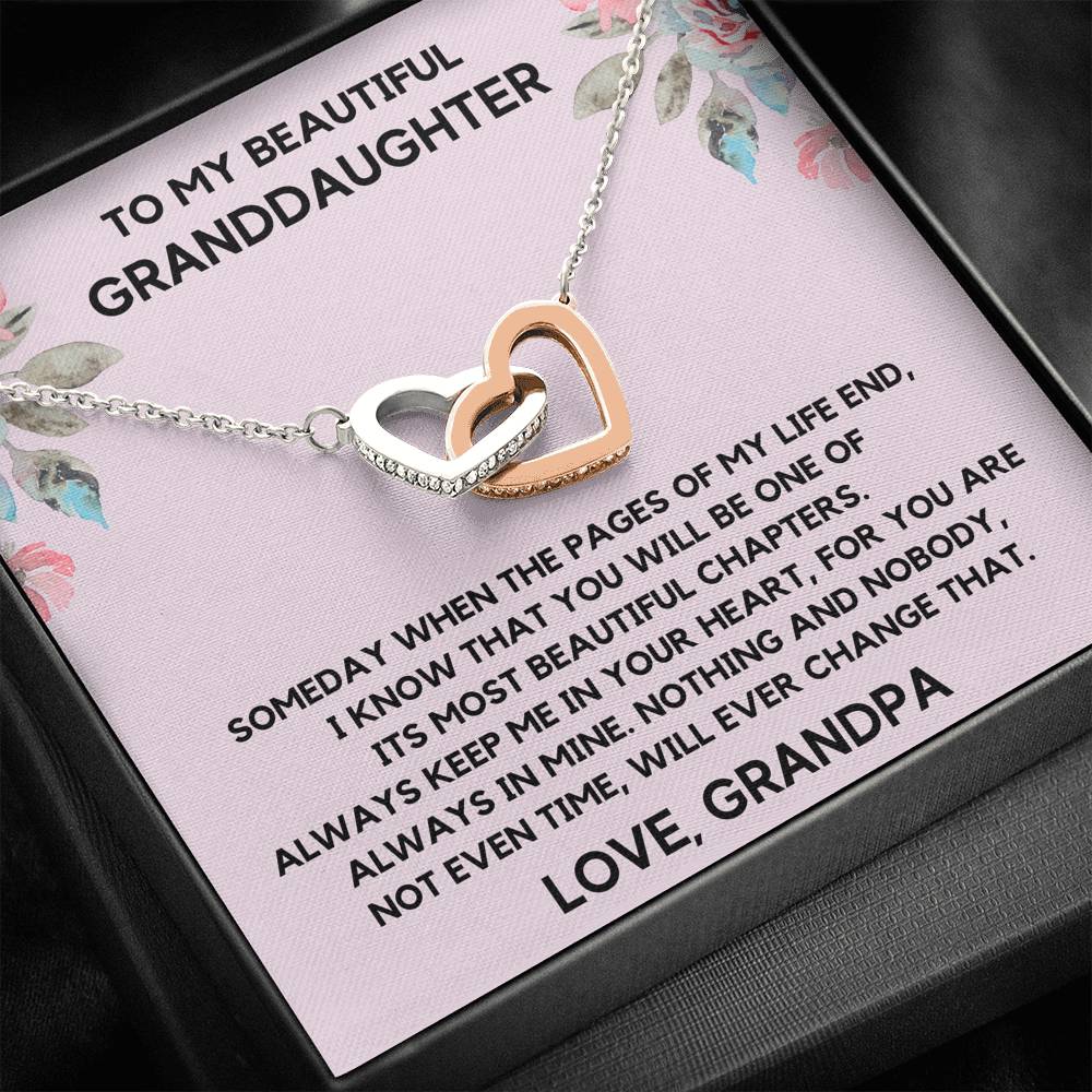 TO MY BEAUTIFUL GRANDDAUGHTER FROM GRANDPA CHAPTERS FLOWERS INTERLOCKING HEARTS NECKLACE GIFT SET - ON CLOUD NINE GIFTS