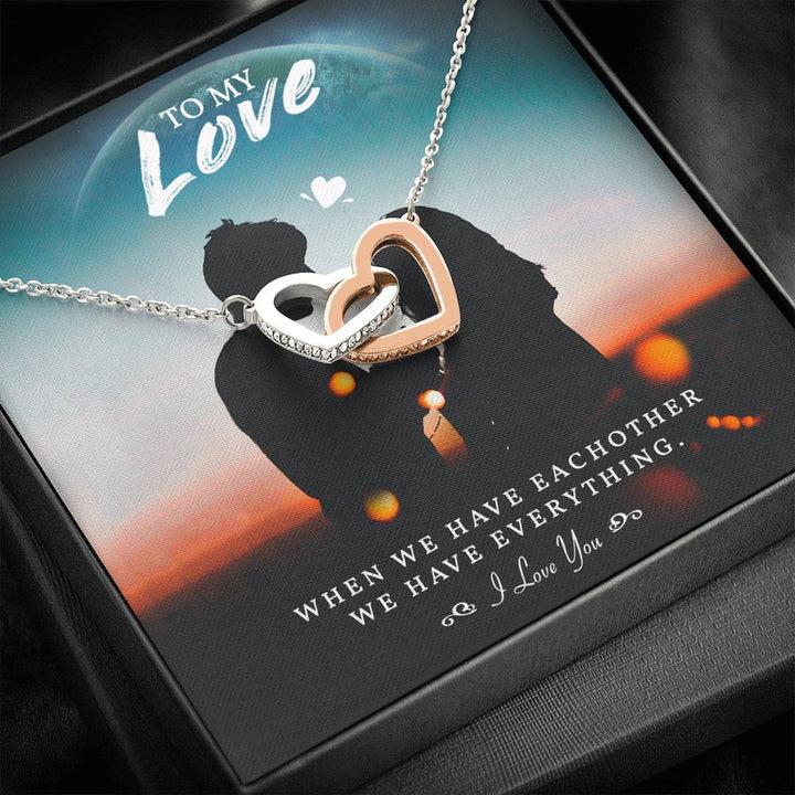 TO MY LOVE "EVERYTHING-PB" INTERLOCKING HEARTS NECKLACE GIFT SET - ON CLOUD NINE GIFTS