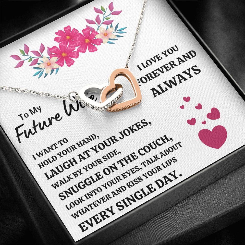 TO MY FUTURE WIFE "EVERY SINGLE DAY" INTERLOCKING HEARTS NECKLACE GIFT SET - ON CLOUD NINE GIFTS