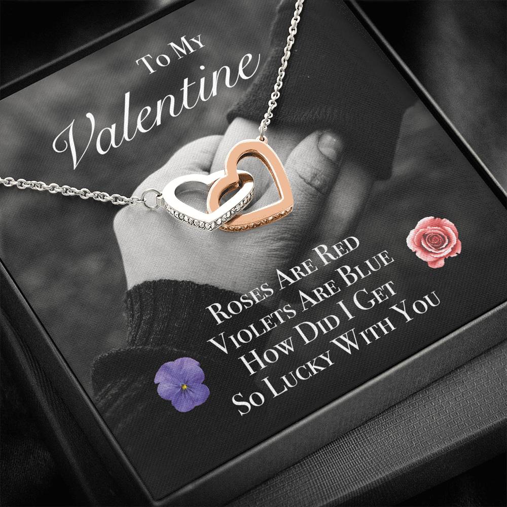 TO MY LOVE "ROSES" INTERLOCKING HEARTS NECKLACE VALENTINES DAY GIFT SET - ON CLOUD NINE GIFTS