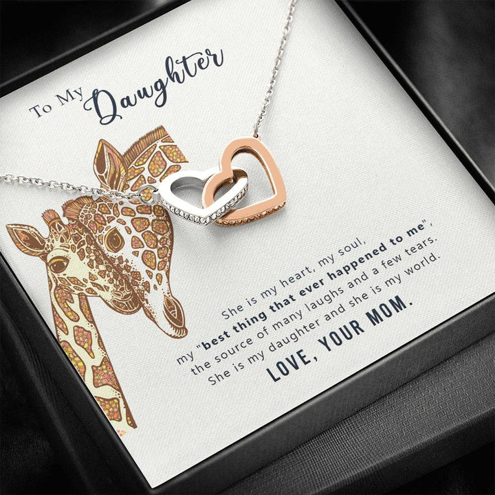 TO MY DAUGHTER "MY WORLD" INTERLOCKING HEARTS NECKLACE GIFT SET - ON CLOUD NINE GIFTS