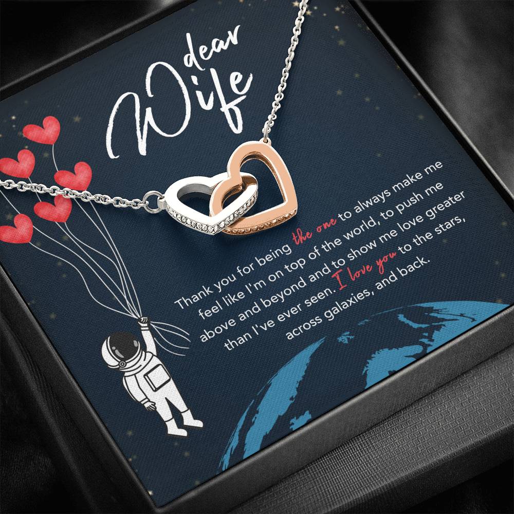 DEAR WIFE "STARS" INTERLOCKING HEARTS NECKLACE GIFT SET - ON CLOUD NINE GIFTS