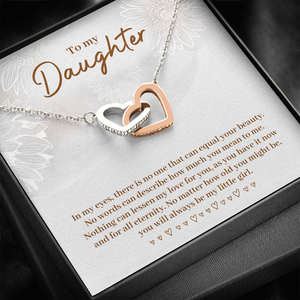 TO MY DAUGHTER "EQUAL YOUR BEAUTY" INTERLOCKING HEARTS NECKLACE GIFT SET - ON CLOUD NINE GIFTS
