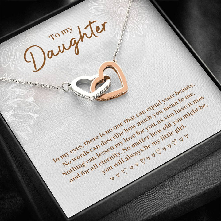TO MY DAUGHTER "EQUAL YOUR BEAUTY" INTERLOCKING HEARTS NECKLACE GIFT SET - ON CLOUD NINE GIFTS