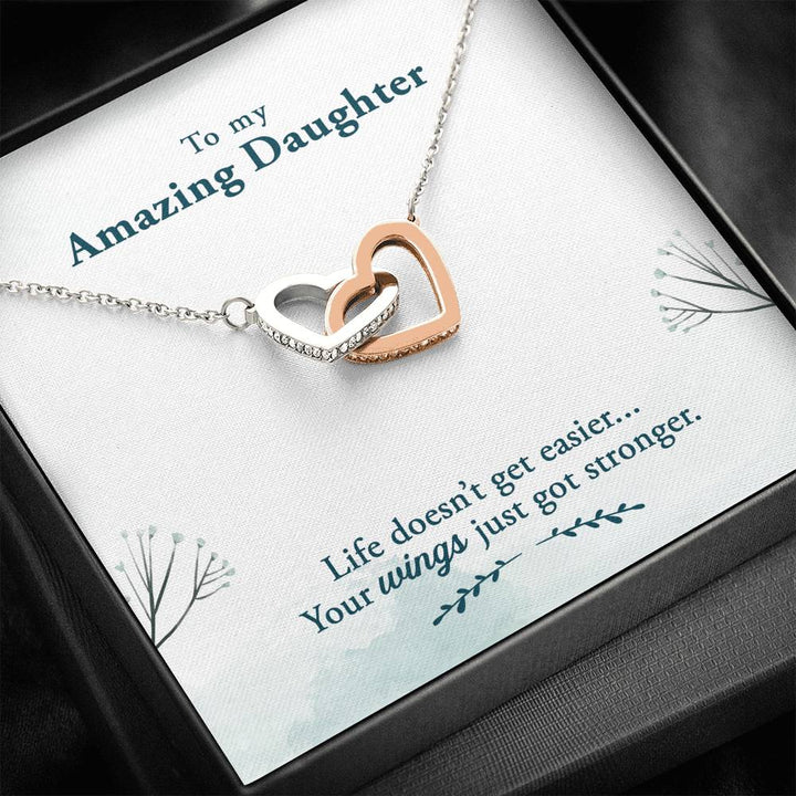 TO MY AMAZING DAUGHTER "WINGS" INTERLOCKING HEARTS NECKLACE GIFT SET - ON CLOUD NINE GIFTS