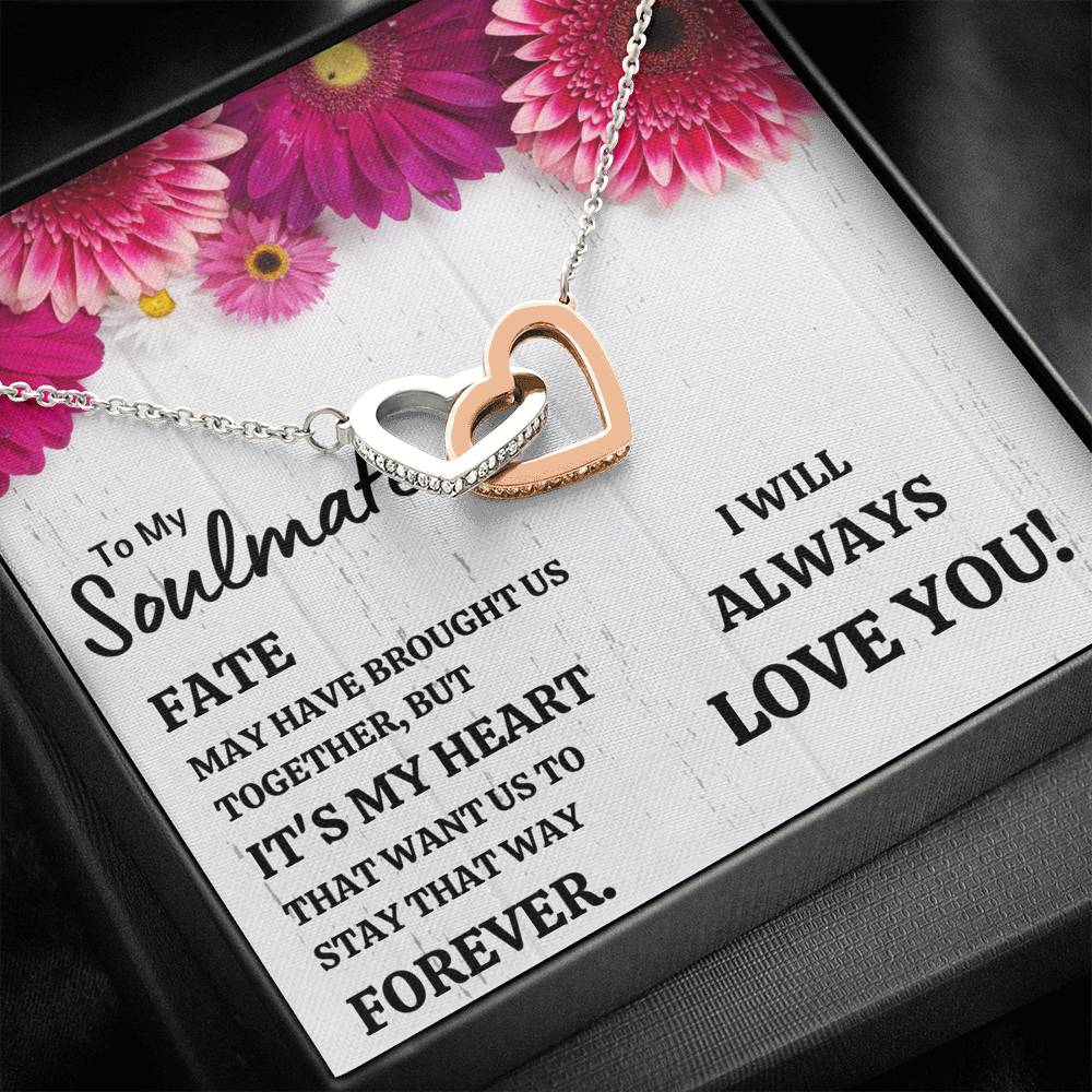TO MY SOULMATE "IT'S MY HEART" INTERLOCKING HEARTS NECKLACE GIFT SET - ON CLOUD NINE GIFTS