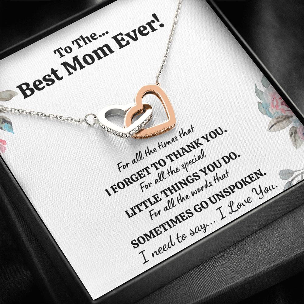 TO THE BEST MOM EVER "FOR ALL" INTERLOCKING HEARTS NECKLACE GIFT SET - ON CLOUD NINE GIFTS