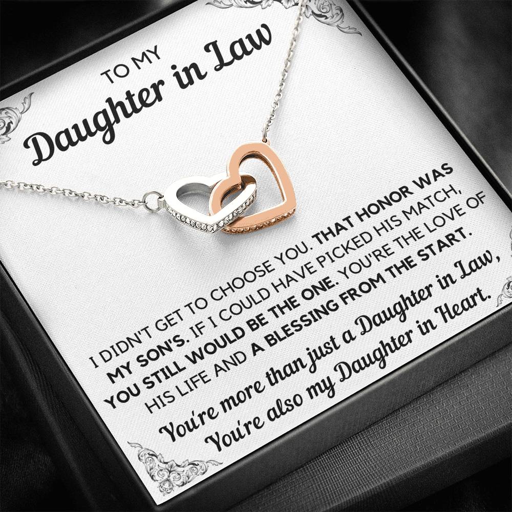 TO MY DAUGHTER-IN-LAW HONOR INTERLOCKING HEARTS NECKLACE GIFT SET - ON CLOUD NINE GIFTS