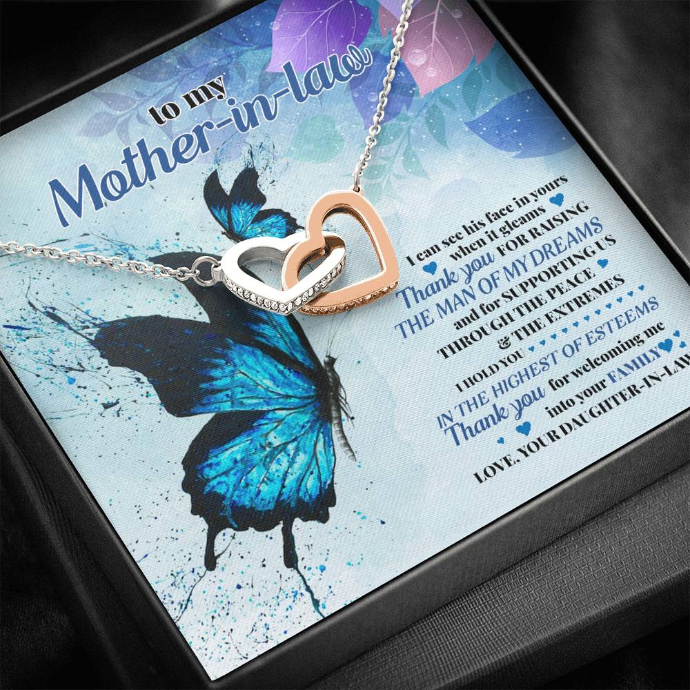 TO MY MOTHER IN LAW "ESTEEMS" INTERLOCKING HEARTS NECKLACE GIFT SET - ON CLOUD NINE GIFTS