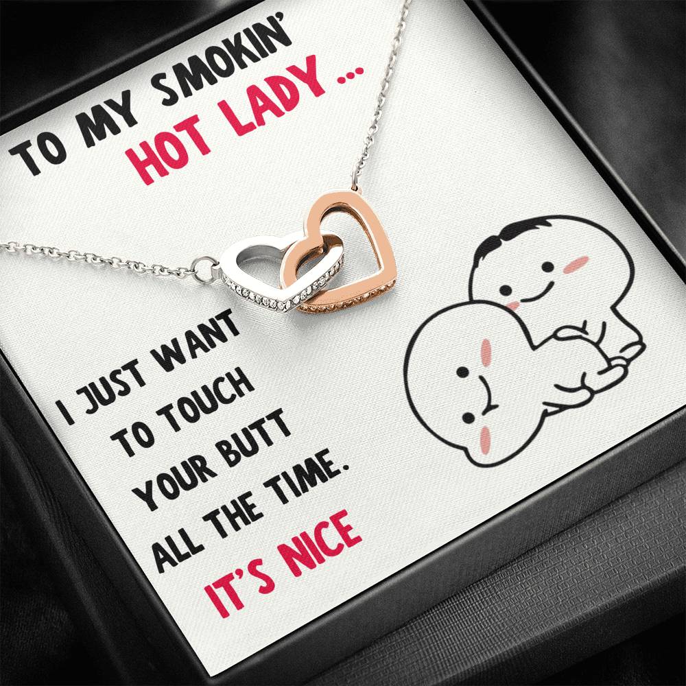 TO MY SMOKIN HOT LADY "BUTT - NICE" INTERLOCKING HEARTS NECKLACE GIFT SET - ON CLOUD NINE GIFTS