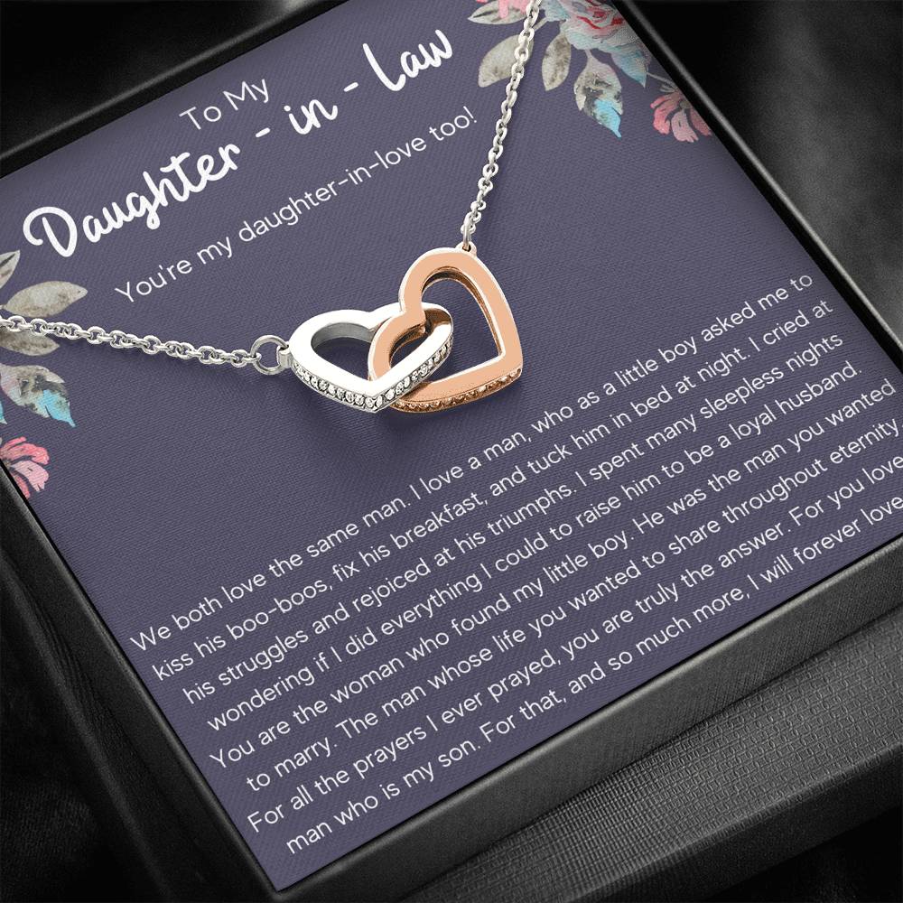 TO MY DAUGHTER-IN-LAW TRIUMPHS INTERLOCKING HEARTS NECKLACE GIFT SET - ON CLOUD NINE GIFTS