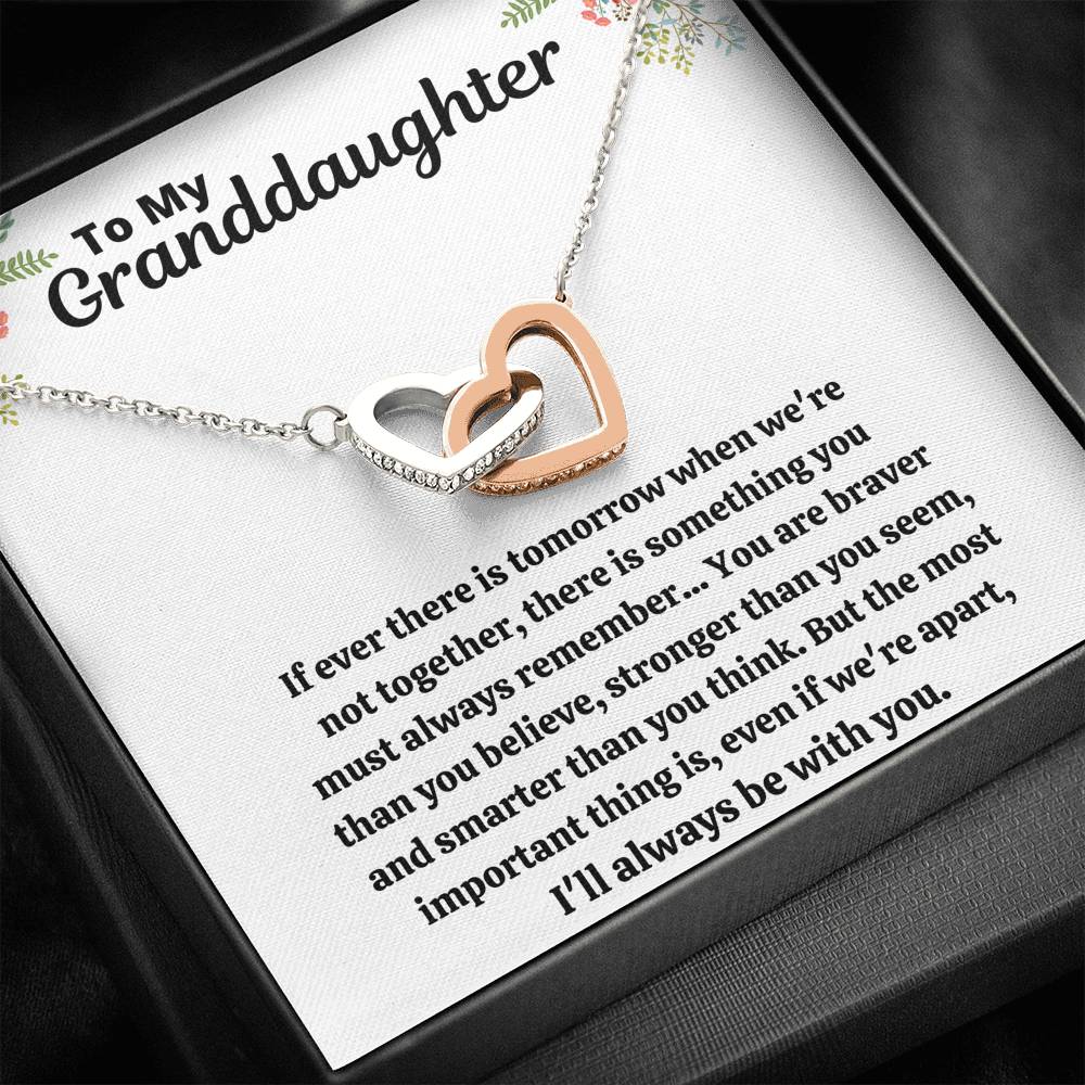 TO MY GRANDDAUGHTER "STRONGER THAN YOU SEEM" INTERLOCKING HEARTS NECKLACE GIFT SET - ON CLOUD NINE GIFTS