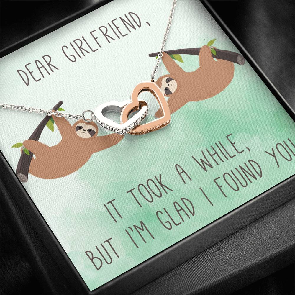 DEAR GIRLFRIEND "A WHILE" INTERLOCKING HEARTS NECKLACE GIFT SET - ON CLOUD NINE GIFTS