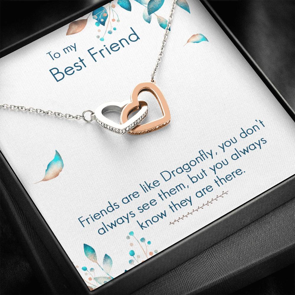 TO MY BEST FRIEND "DRAGONFLY" INTERLOCKING HEARTS NECKLACE GIFT SET - ON CLOUD NINE GIFTS