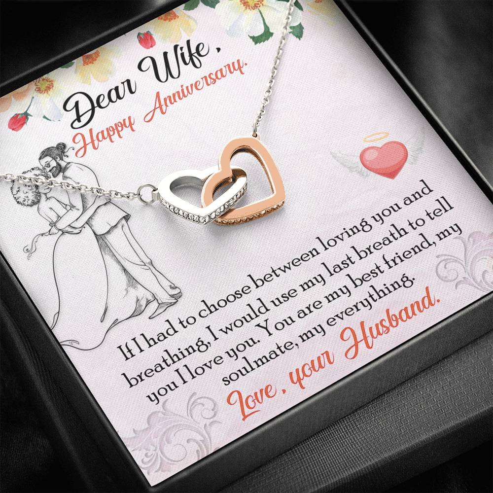 DEAR WIFE "BREATHING" INTERLOCKING HEARTS NECKLACE ANNIVERSARY GIFT SET - ON CLOUD NINE GIFTS