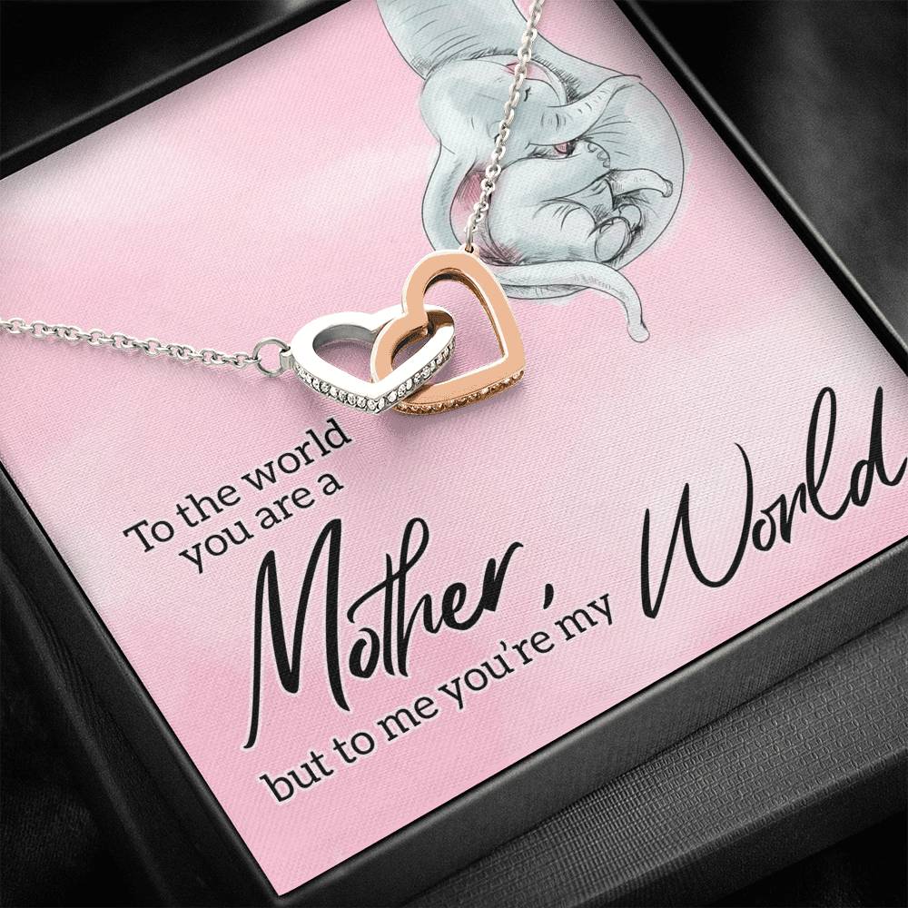 TO MY MOM "MY WORLD" INTERLOCKING HEARTS NECKLACE GIFT SET - ON CLOUD NINE GIFTS