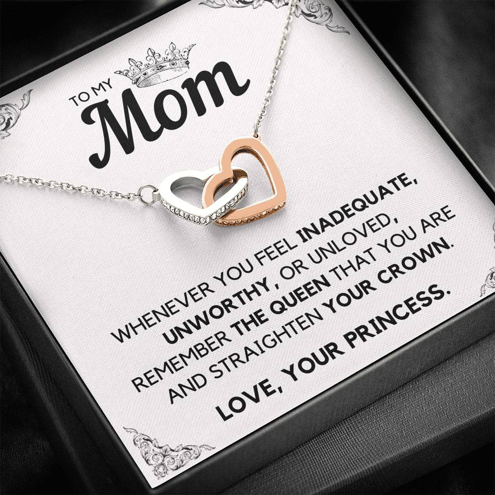 TO MY MOM PRINCESS INTERLOCKING HEARTS NECKLACE GIFT SET - ON CLOUD NINE GIFTS