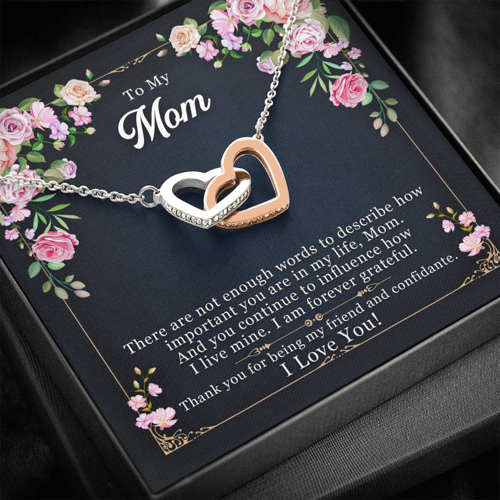 TO MY MOM "ENOUGH WORDS-SO" INTERLOCKING HEARTS NECKLACE GIFT SET - ON CLOUD NINE GIFTS