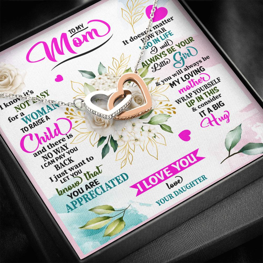 TO MY MOM FROM DAUGHTER "RAISE" INTERLOCKING HEARTS NECKLACE GIFT SET - ON CLOUD NINE GIFTS
