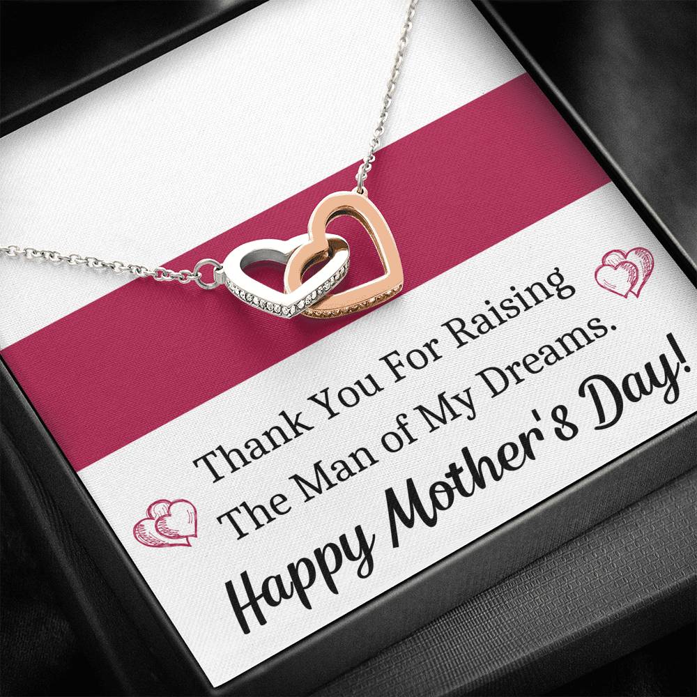 TO MY FUTURE MOTHER IN LAW MAN OF MY DREAMS INTERLOCKING HEARTS NECKLACE GIFT - ON CLOUD NINE GIFTS