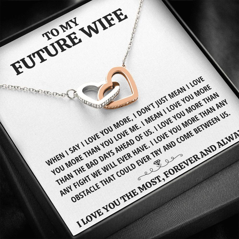 TO MY FUTURE WIFE "THE MOST - WHITE" INTERLOCKING HEARTS NECKLACE GIFT SET - ON CLOUD NINE GIFTS