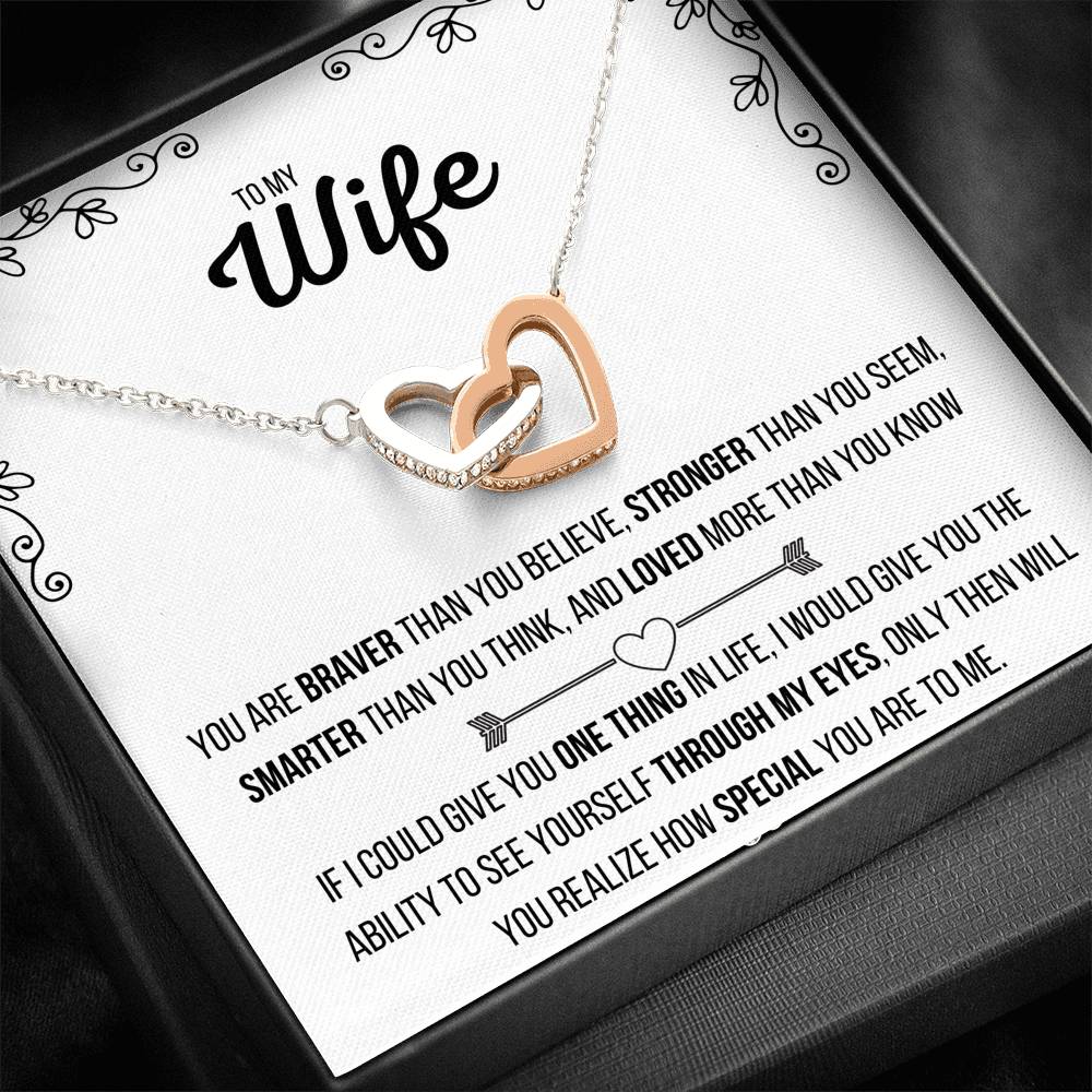 TO MY WIFE INTERLOCKING NECKLACE | MESSAGE CARD | GIFT BOX - ON CLOUD NINE GIFTS