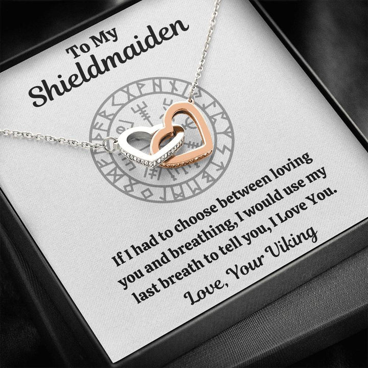 TO MY SHIELDMAIDEN "BREATHING" INTERLOCKING HEARTS NECKLACE GIFT SET - ON CLOUD NINE GIFTS
