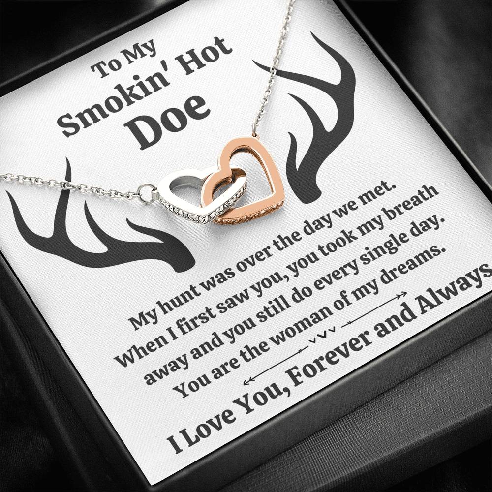 TO MY SMOKIN HOT DOE "DREAMS" INTERLOCKING HEARTS NECKLACE GIFT SET - ON CLOUD NINE GIFTS