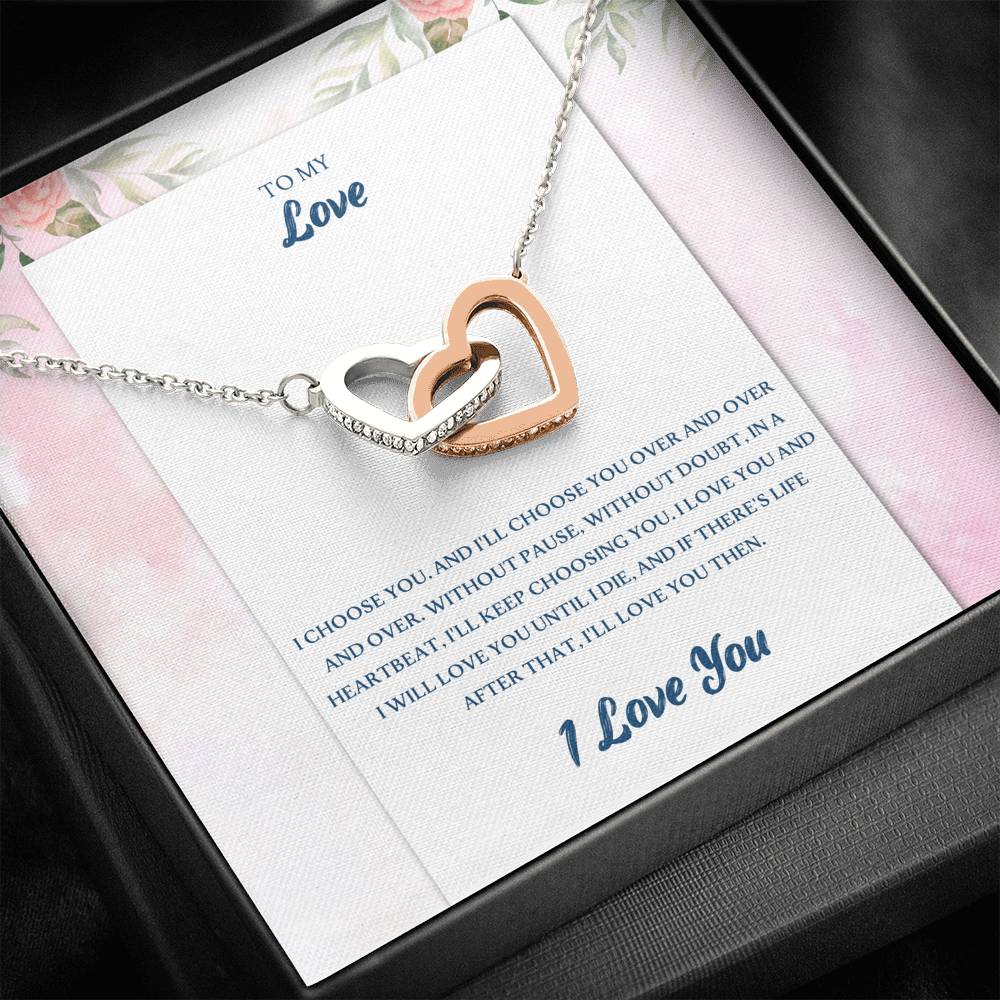 TO MY LOVE "CHOOSE-PB" INTERLOCKING HEARTS NECKLACE GIFT SET - ON CLOUD NINE GIFTS