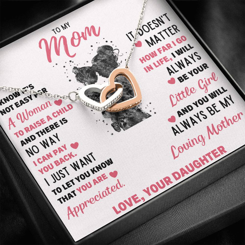 TO MY MOM LITTLE GIRL INTERLOCKING NECKLACE GIFT SET - ON CLOUD NINE GIFTS