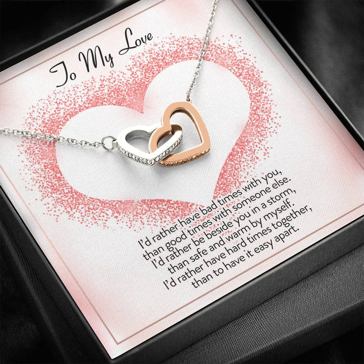 TO MY LOVE "I'D RATHER" INTERLOCKING HEARTS NECKLACE GIFT SET - ON CLOUD NINE GIFTS