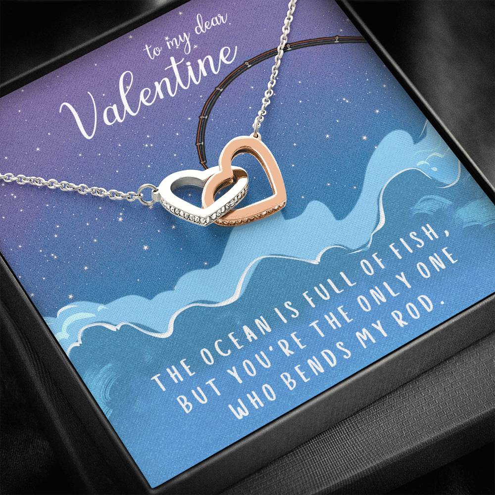 TO MY DEAR VALENTINE "FISH" INTERLOCKING HEARTS NECKLACE VALENTINES DAY GIFT SET - ON CLOUD NINE GIFTS