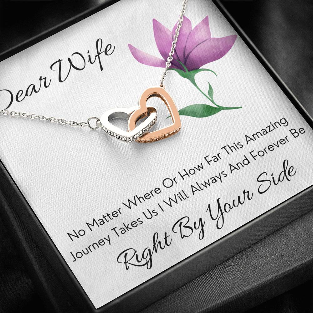 DEAR WIFE "BY YOUR SIDE" INTERLOCKING HEARTS NECKLACE GIFT SET - ON CLOUD NINE GIFTS
