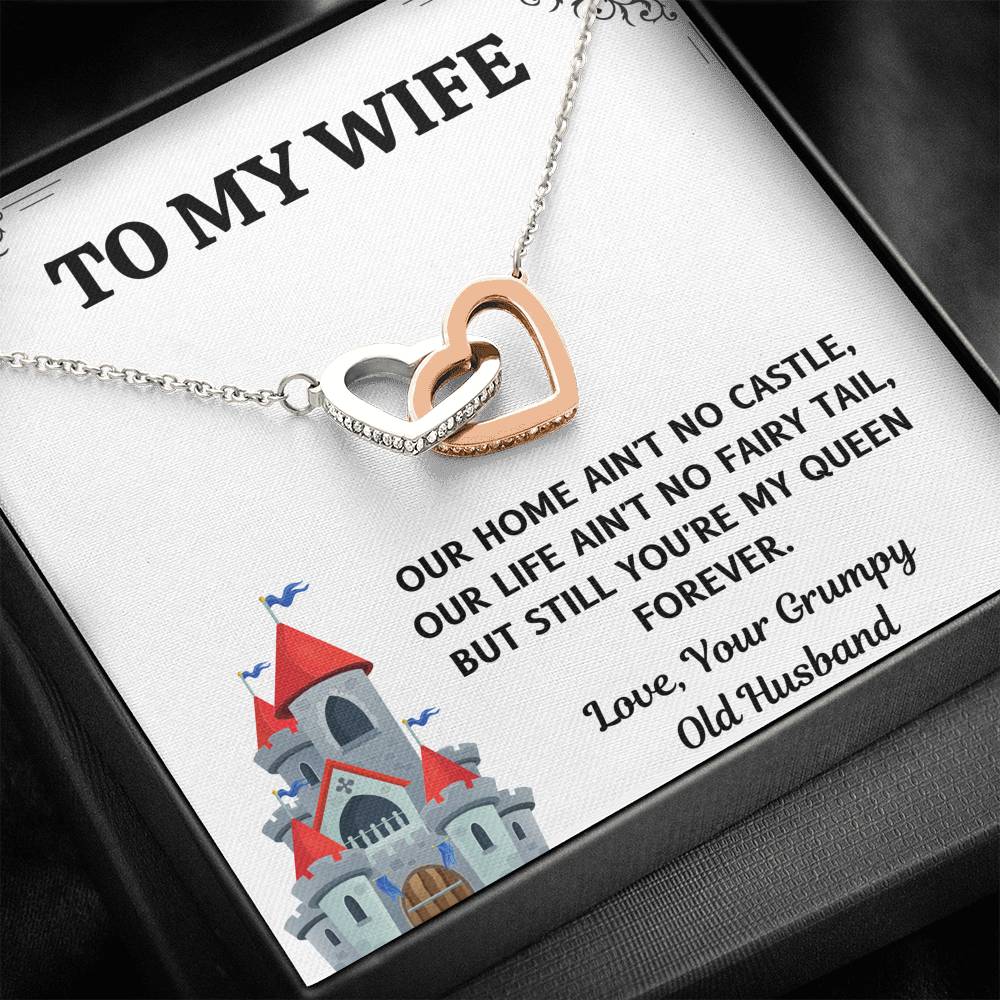TO MY WIFE "CASTLE" INTERLOCKING HEARTS NECKLACE GIFT SET - ON CLOUD NINE GIFTS