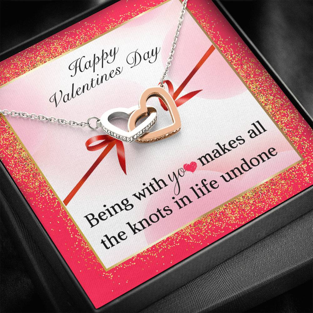 TO MY LOVE "KNOTS" INTERLOCKING HEARTS NECKLACE VALENTINES DAY GIFT SET - ON CLOUD NINE GIFTS