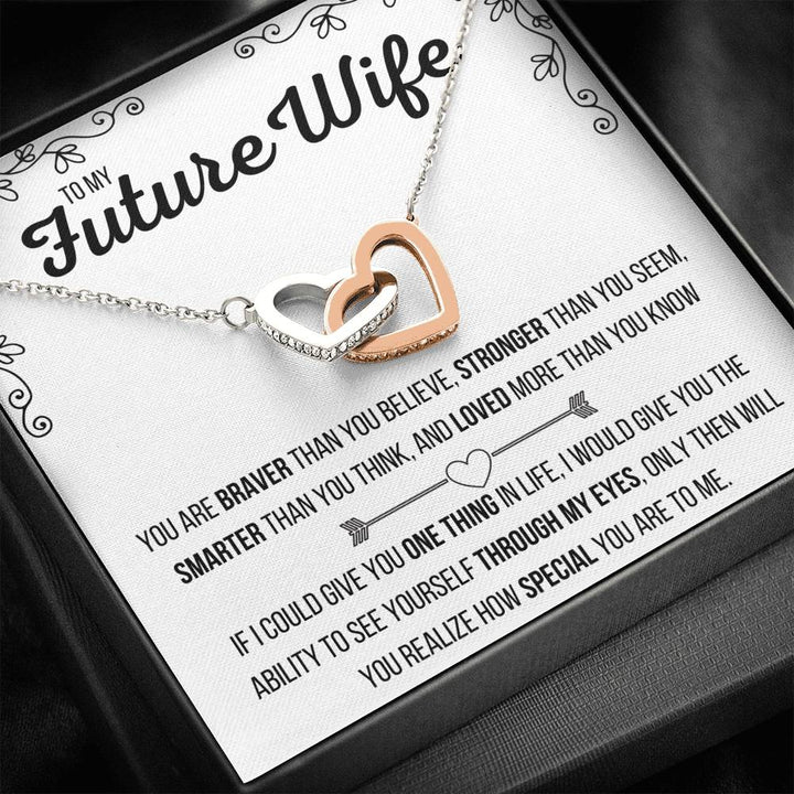 TO MY FUTURE WIFE "LOVED MORE THAN YOU KNOW" INTERLOCKING HEARTS NECKLACE GIFT SET - ON CLOUD NINE GIFTS